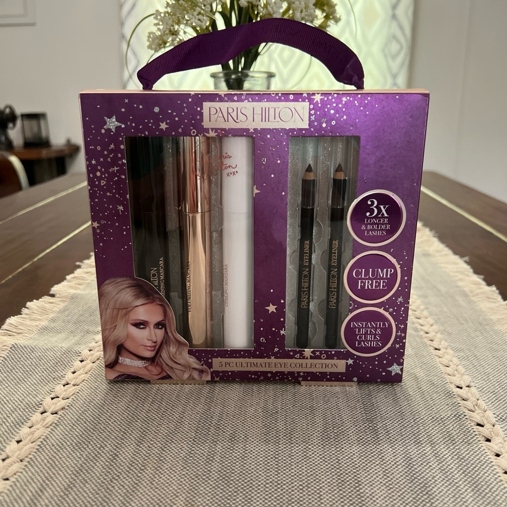 PARIS HILTON 5pc Set Mascara Lengthening Volumizing Curling & Eyeliner Black NEW